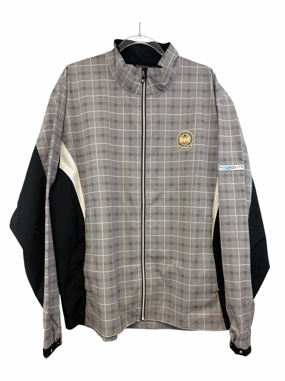 FootJoy HydroLite Gray Plaid Waterproof Golf Rain Jacket PGA Logo XL